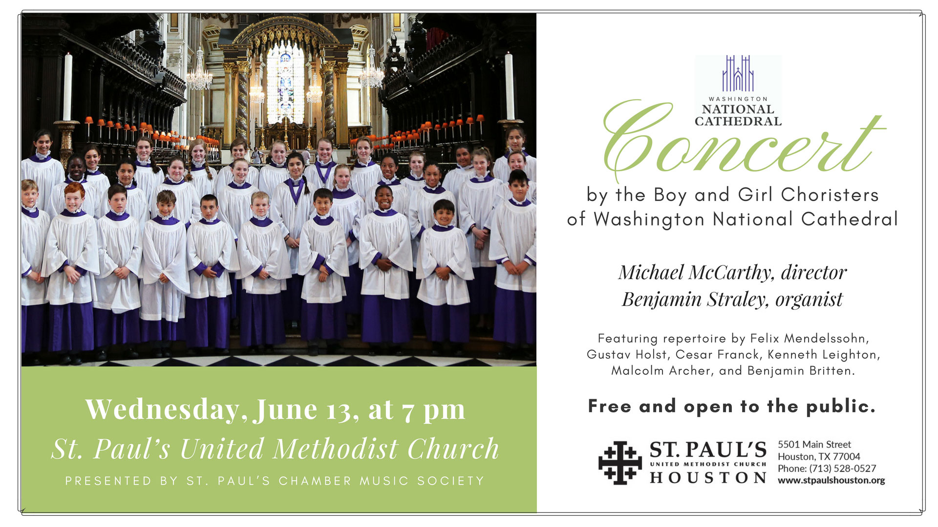 Free Concert By Boy And Girl Choristers Of Washington National Cathedral